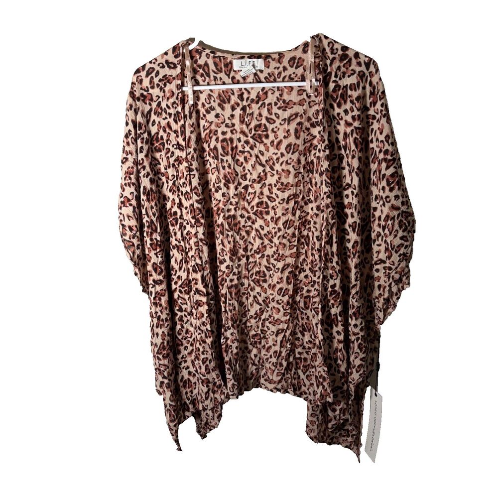 Life Cardigan Sweater Kimono Women's Small Open Printed Lightweight Coverup